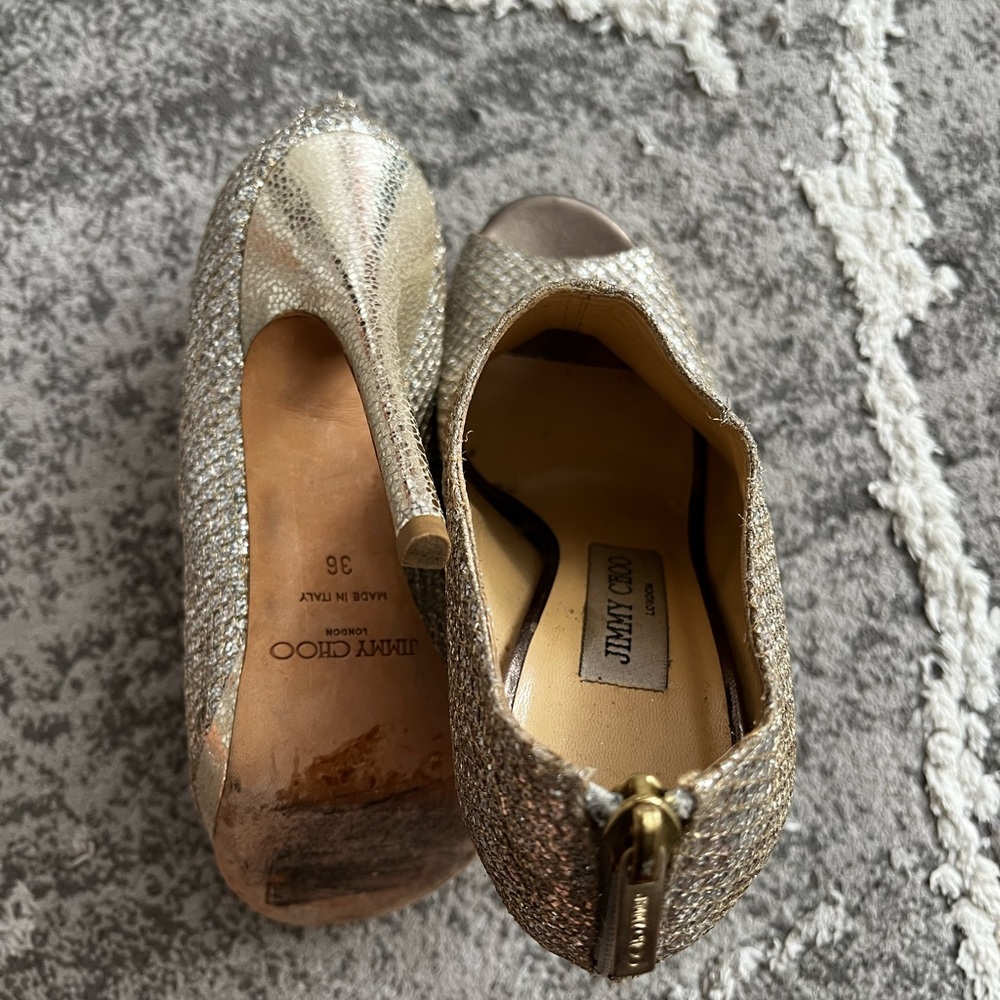 Beautiful Jimmy Choo Sparkly Open Toe Booties - image 3